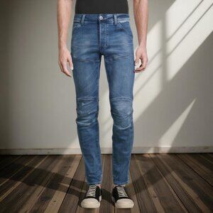 G-Star RAW 5620 3D Zip Knee Skinny Distressed Blue Denim Jeans, Men's Size 30/29